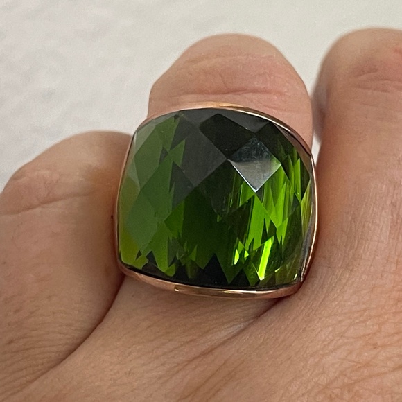 Bronze Milor Italy Green faced crystal ring size 8 3/4 - Picture 1 of 8